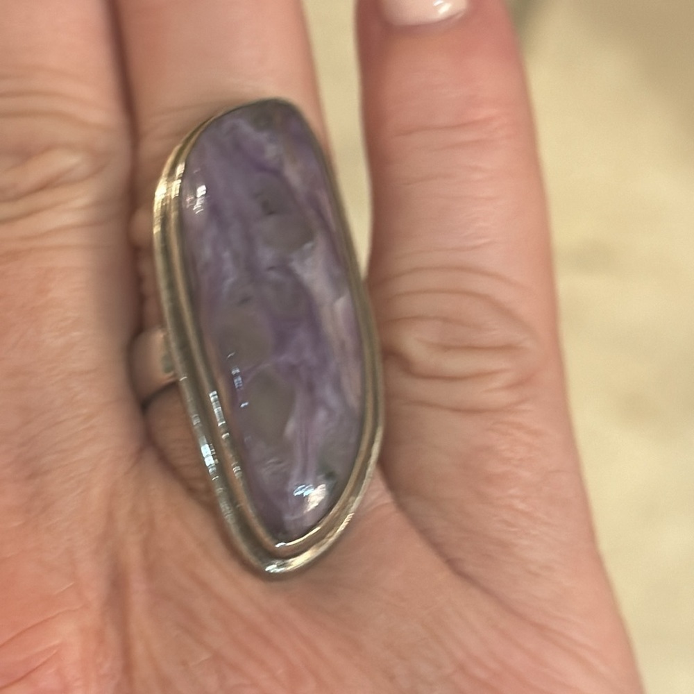 Vintage Sterling Silver purple Charoite Ring size 7